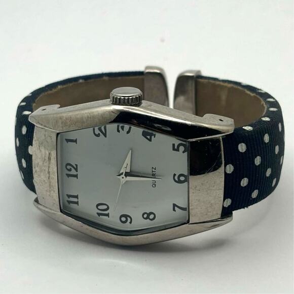 Silver & Black Poke dot Cuff Watch - Picture 3 of 3